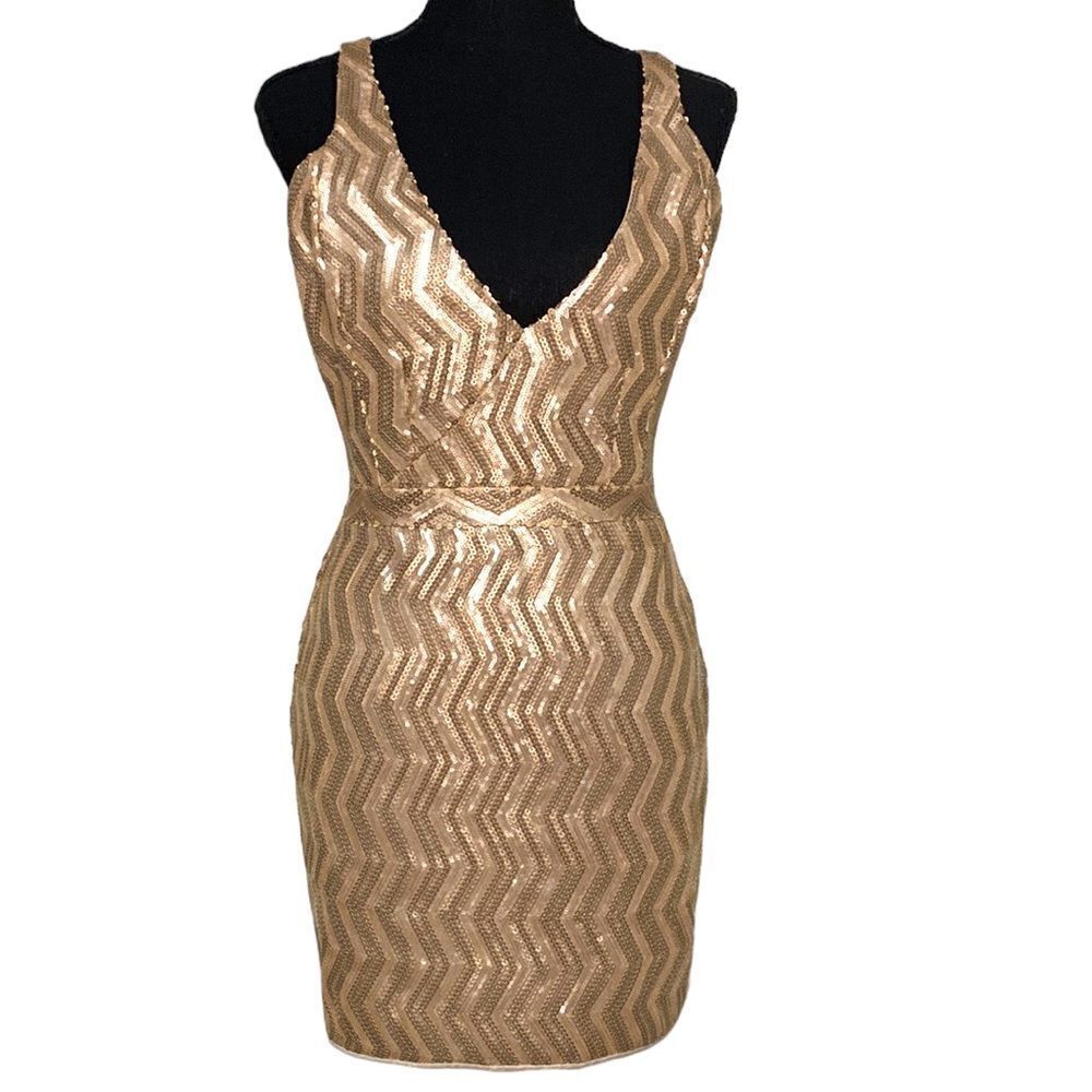 Allison Parris Gold Sequin Dress. Includes original Neiman Marcus tags!